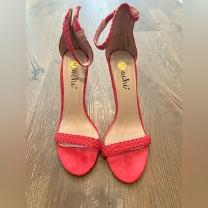 Hot pink suede heels